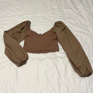 Abercrombie and Fitch women’s size medium brown puff sleeve crop top